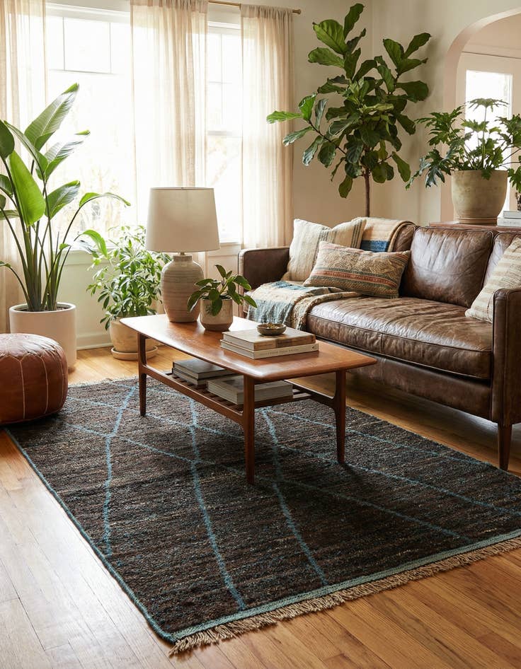 Detail image of 5' x 8'  Hand Knotted Moroccan Wool Rug