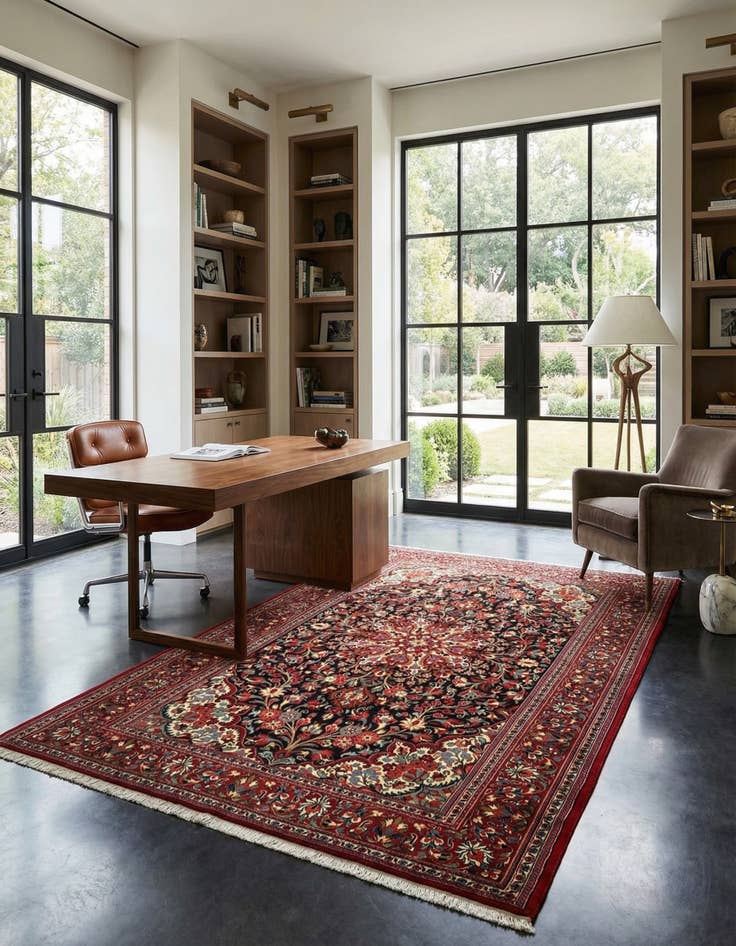 Detail image of  4' 8 x 6' 11  Hand Knotted Qom Persian Rug