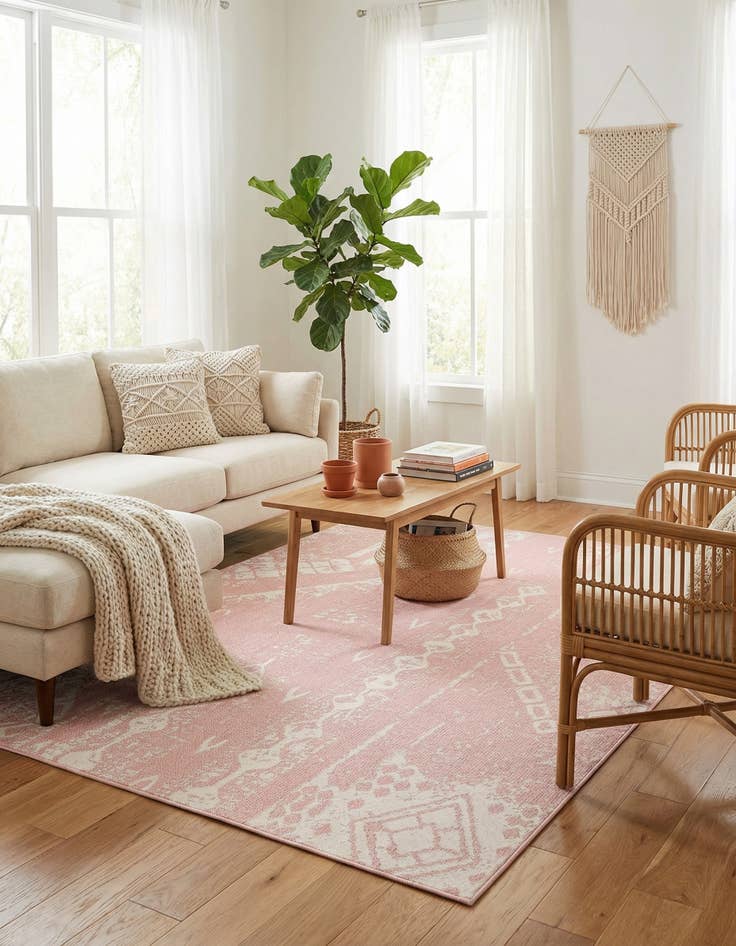 Detail image of  6' x 9'  Washable Bohemian Indoor / Outdoor Rug