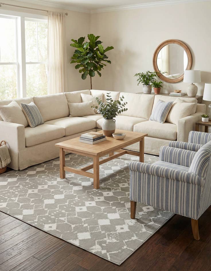 Detail image of 9' x 12' Easy-Clean Trellis Indoor / Outdoor Rug