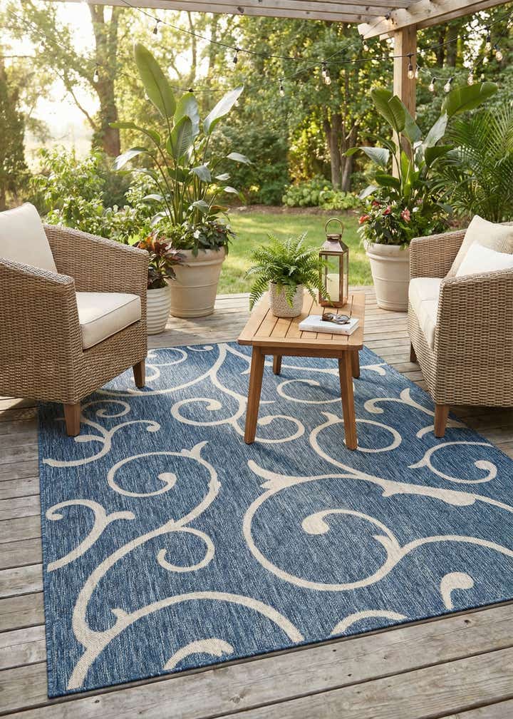 6' x 9' Easy-Clean Botanical Indoor / Outdoor Rug