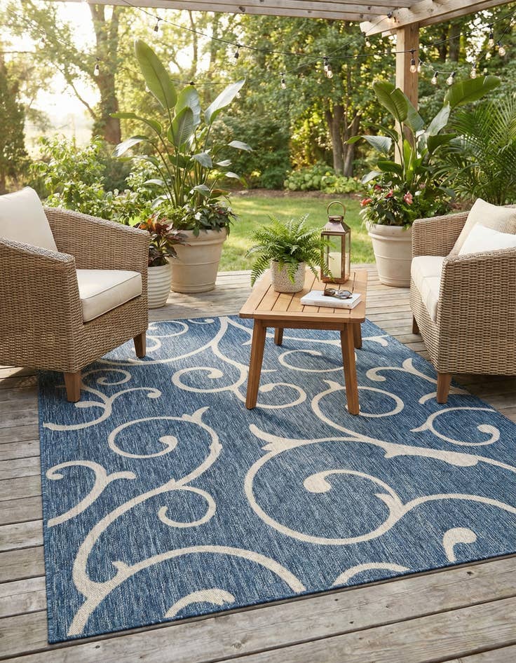 Detail image of 6' x 9' Easy-Clean Botanical Indoor / Outdoor Rug