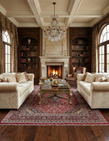9' 9 x 12' 8 Hand Knotted Kashan Persian Wool Rug