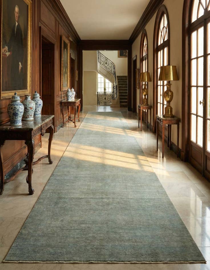 Detail image of 6' 8 x 17' 7  Hand Knotted Over-Dyed Ziegler Runner Rug