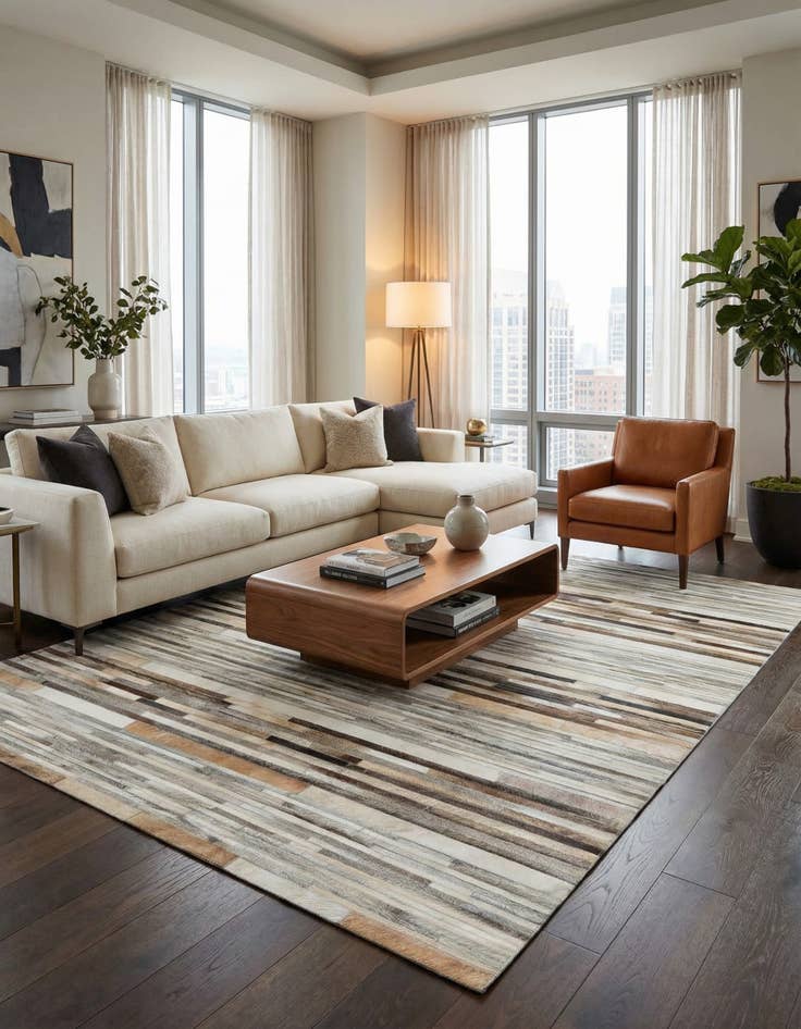 Detail image of 5' 1 x 8' Cowhide Stocks Rug