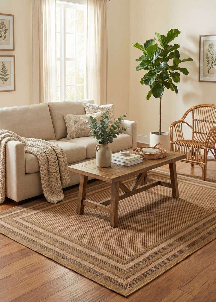 7' x 10' Easy-Clean Border Indoor / Outdoor Rug