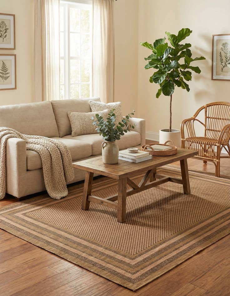 Detail image of 7' x 10'  Washable Border Indoor / Outdoor Rug