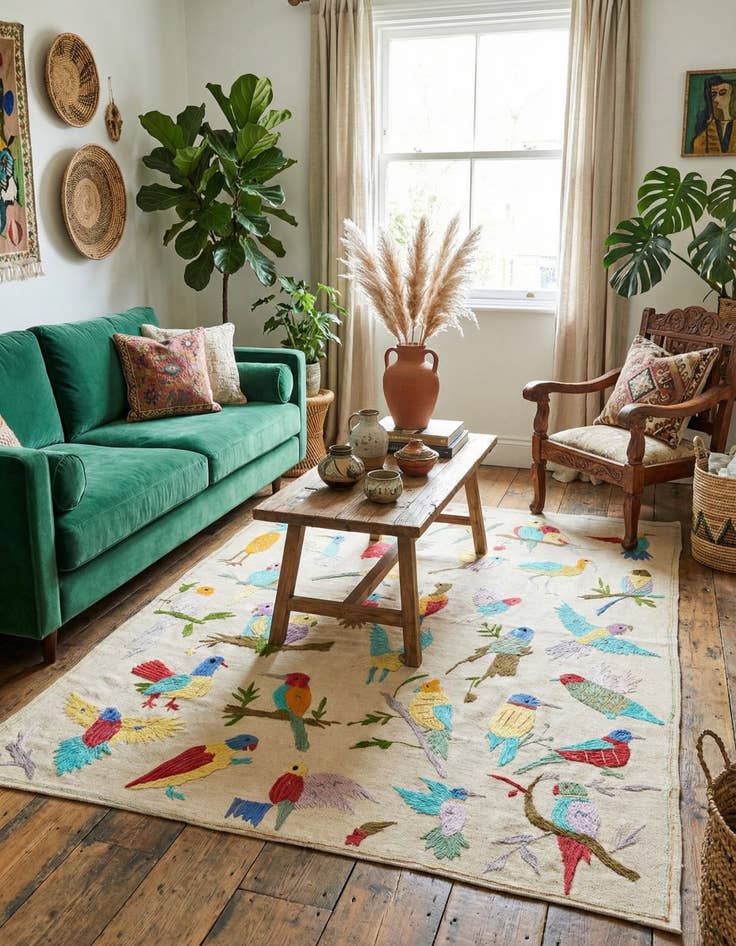 Detail image of 5' x 6' 1  Hand Woven Kilim Suzani Wool Square Rug