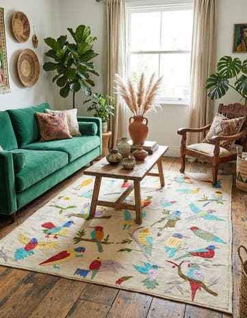5' x 6' 1 Hand Woven Kilim Suzani Wool Square Rug