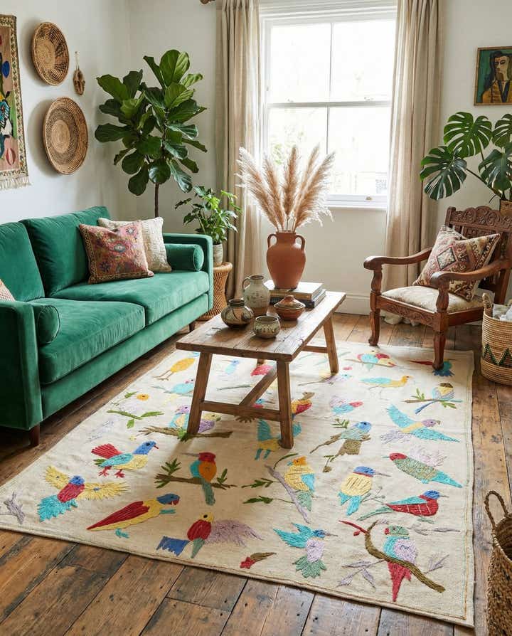 5' x 6' 1 Hand Woven Kilim Suzani Wool Square Rug