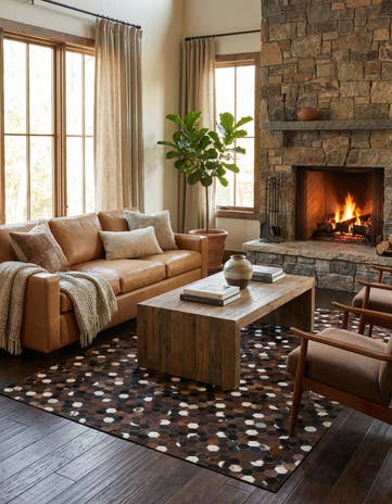 5' x 8' 2 Cowhide Leather Rug