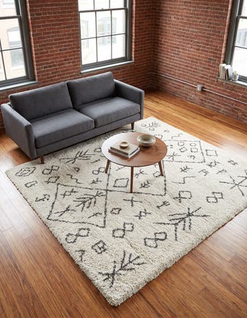 Pure Ivory Moroccan Shag Square Rug