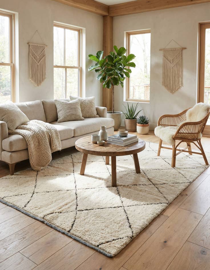 Detail image of 6' x 9'  Hand Knotted Moroccan Wool Rug