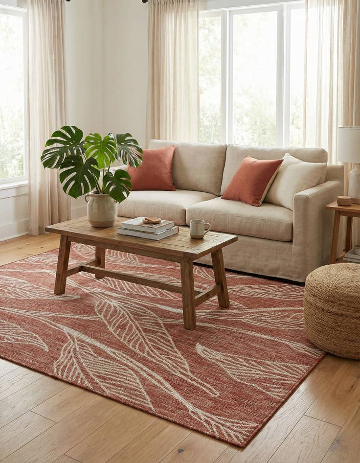 Detail image of 4' x 6'  Washable Botanical Indoor / Outdoor Rug