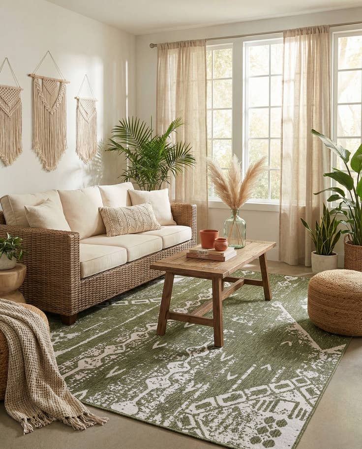 Detail image of 7' 10 x 10' Easy-Clean Bohemian Indoor / Outdoor Rug
