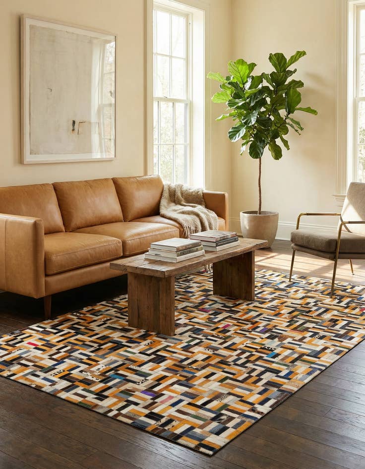 Detail image of  5' 1 x 8' 1 Cowhide - Patchwork Rug