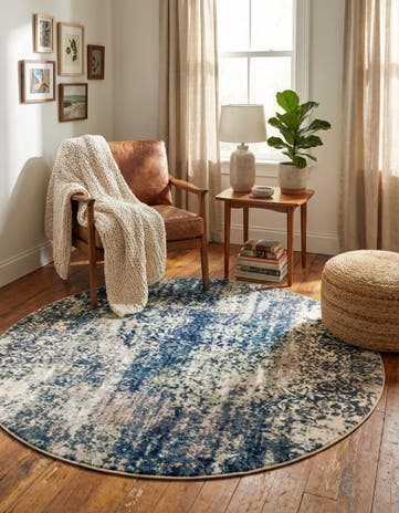 Navy Blue Gossamer Round Rug