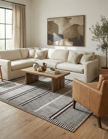 7' x 9' 7 Hand Woven Kilim Modern Wool Rug