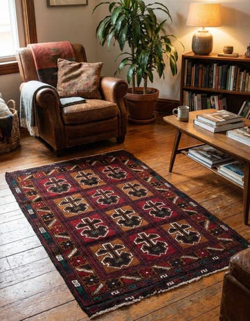 2' 11 x 4' 8 Hand Knotted Balouch Persian Wool Rug