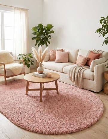 Pink Zermatt Shag Oval Rug