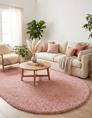 Pink Zermatt Shag Oval Rug
