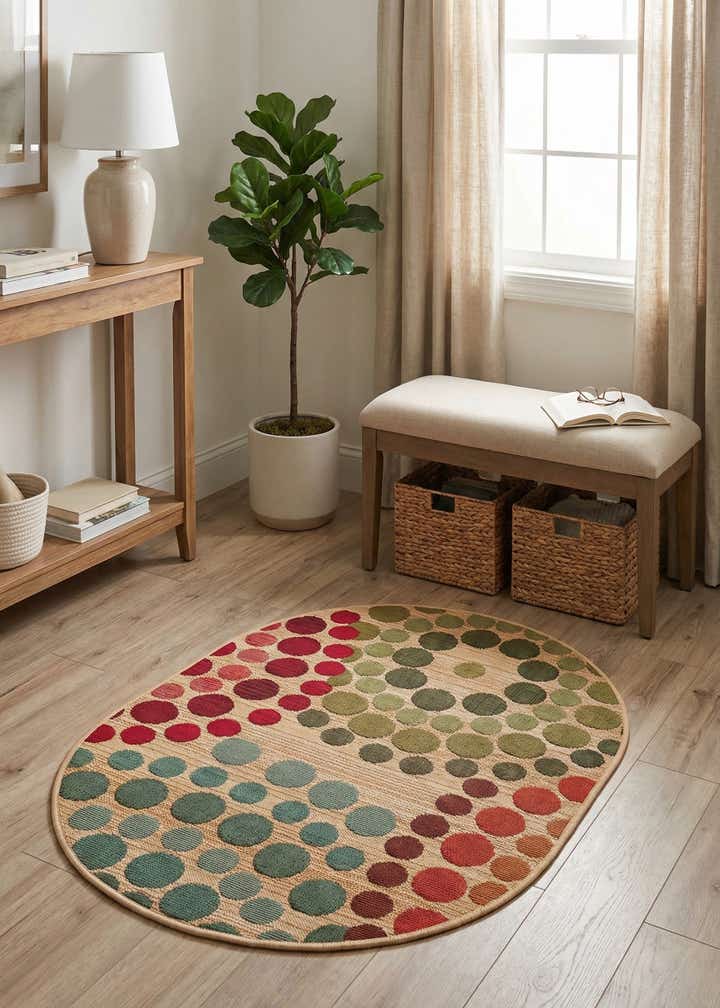 2' 2 x 3' Easy-Clean Modern Indoor / Outdoor Oval Rug