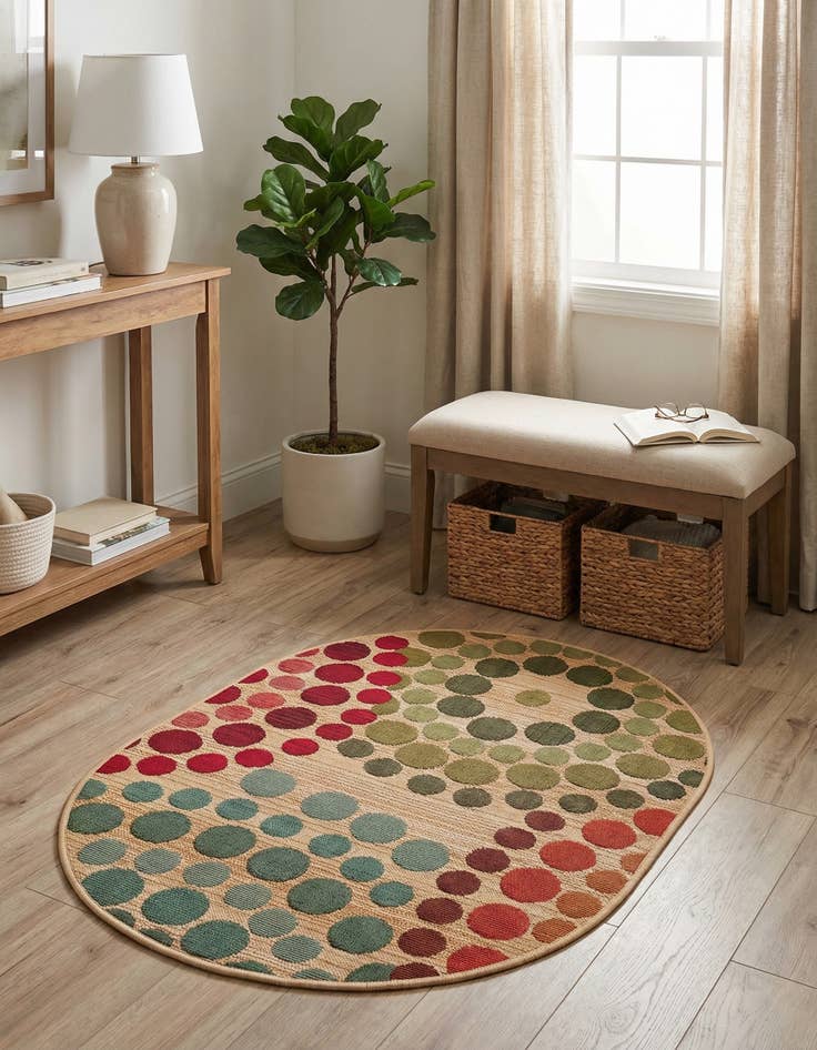 Detail image of 2' 2 x 3' Easy-Clean Modern Indoor / Outdoor Oval Rug
