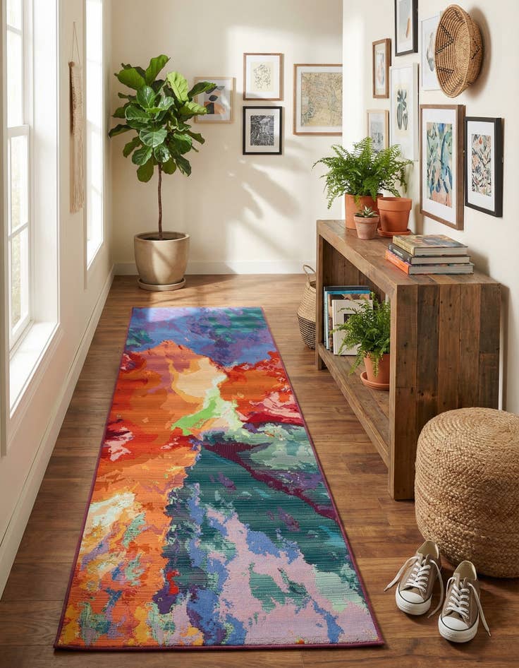 Detail image of 2' 7 x 11'  Washable Modern Indoor / Outdoor Runner Rug