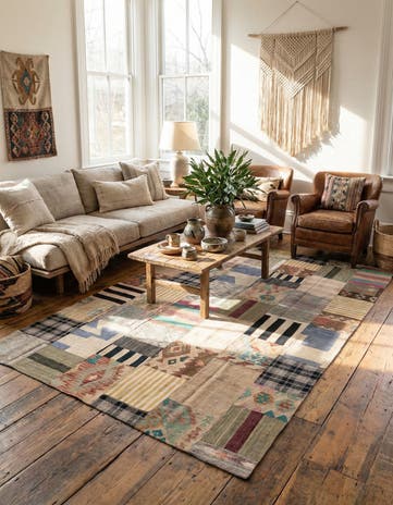 6' 6 x 10' Hand Woven Kilim Patchwork Wool Rug