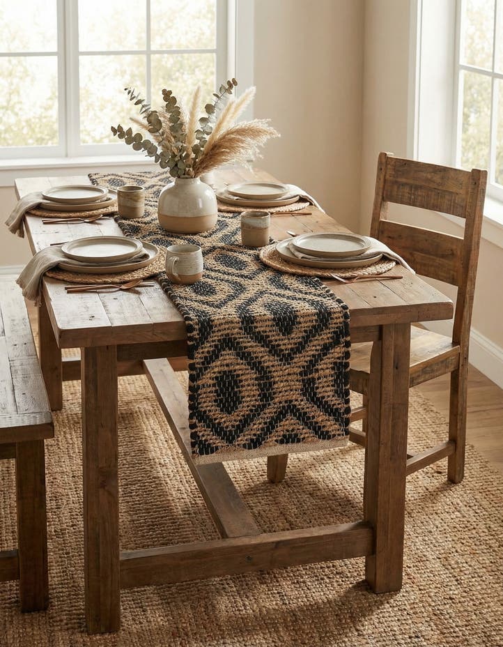 1' 2 x 4' 1 Hand Woven Chindi Jute Table Runne...