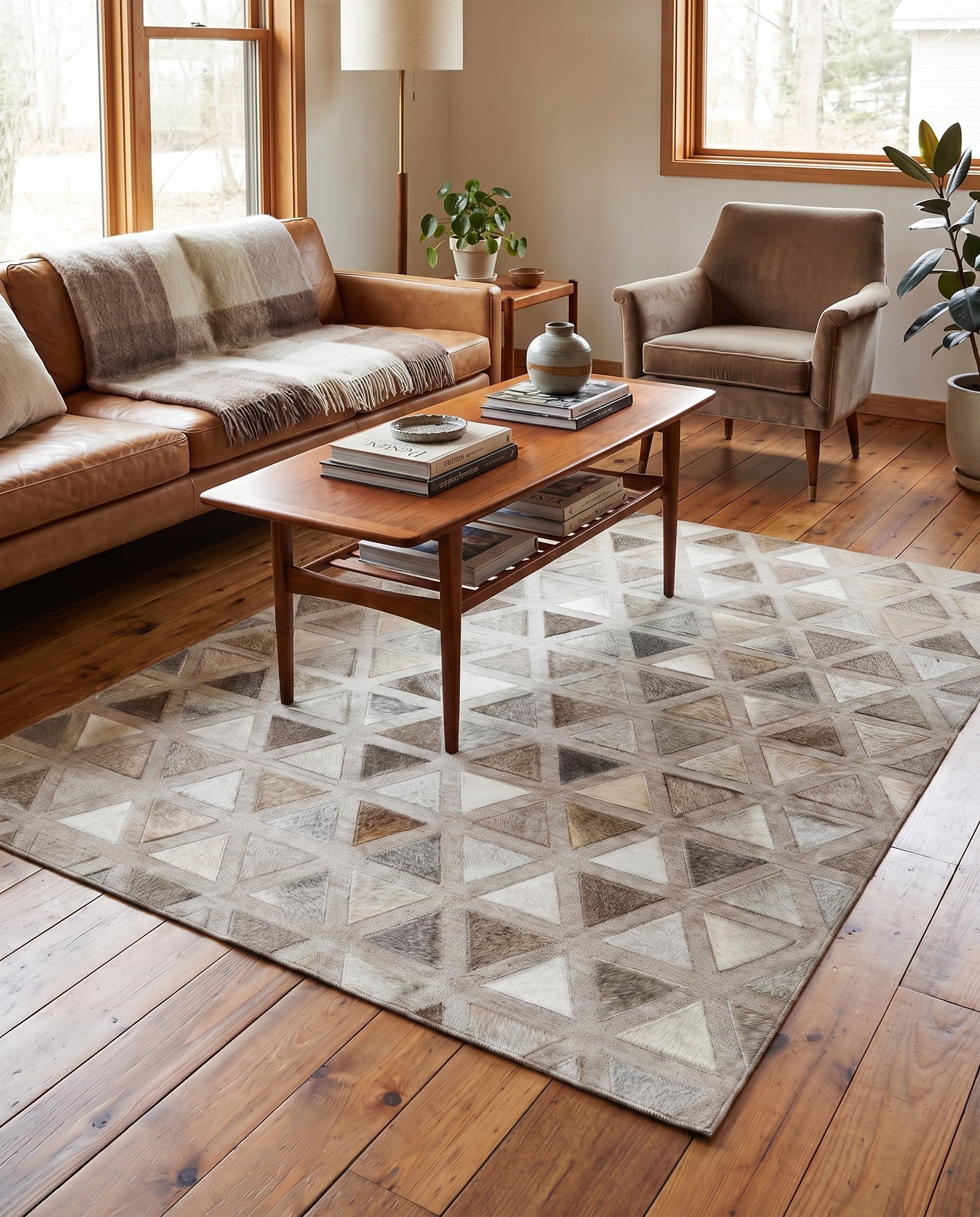 4' x 5' 10 Cowhide Leather Rug