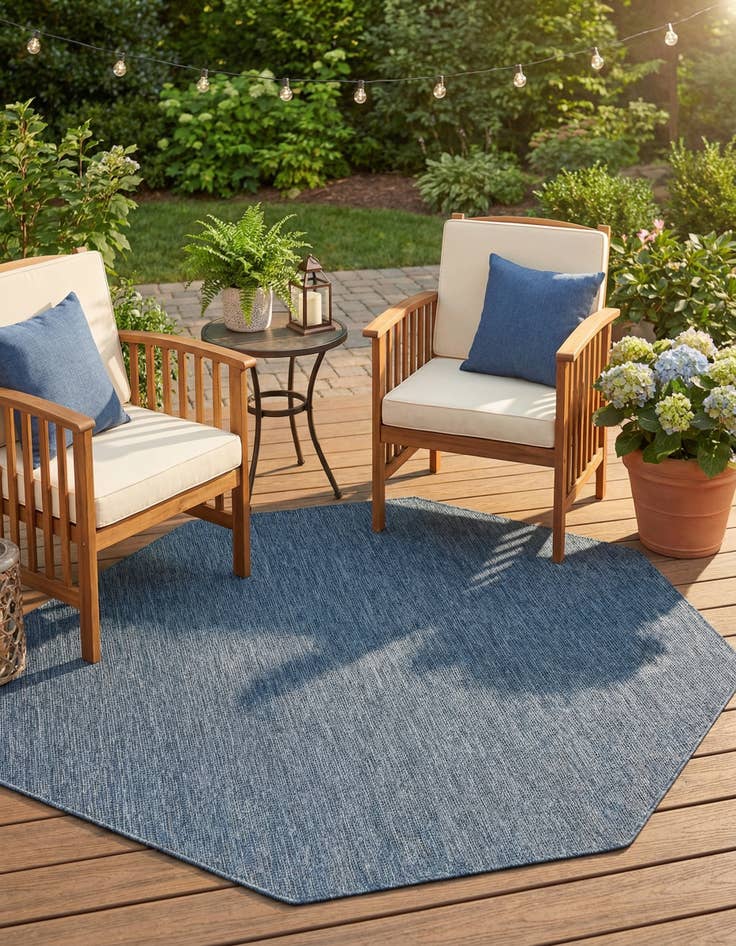Detail image of 7' 10 x 7' 10  Washable Solid Indoor / Outdoor Octagon Rug