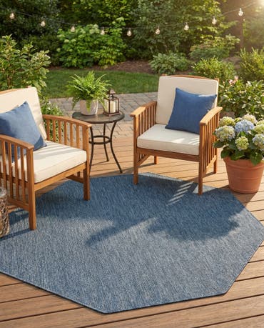  7' 10 x 7' 10  Easy-Clean Solid Indoor / Outdoor Octagon Rug