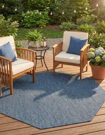 7' 10 x 7' 10 Easy-Clean Solid Indoor / Outdoor Octagon Rug