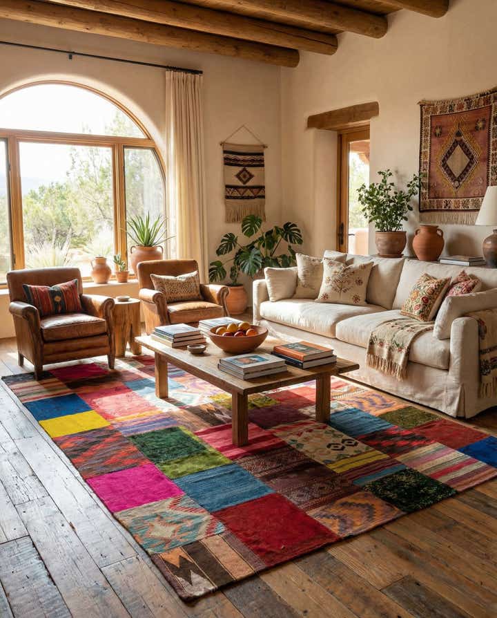6' 7 x 10' Hand Woven Kilim Patchwork Wool Rug