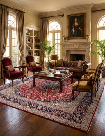 10' x 12' 9 Hand Knotted Kashan Persian Wool Rug