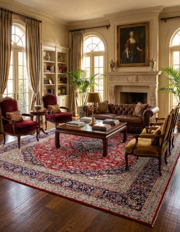 10' x 12' 9 Hand Knotted Kashan Persian Wool Rug