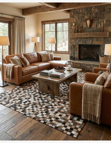 5' 1 x 8' Cowhide Leather Rug