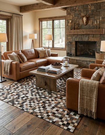 5' 1 x 8' Cowhide Leather Rug