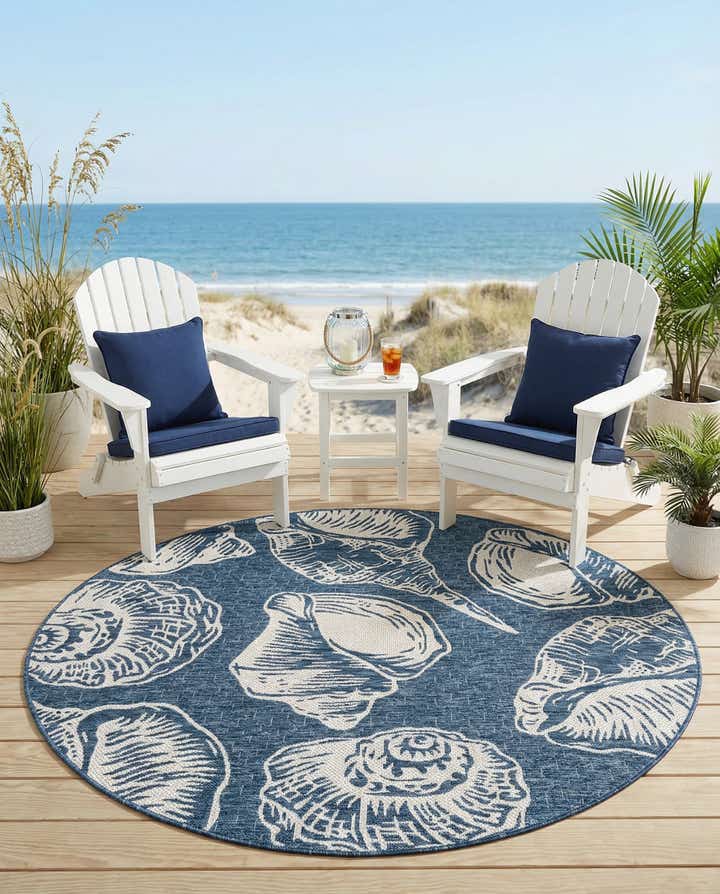 6' x 6' Easy-Clean Coastal Indoor / Outdoor Round Rug