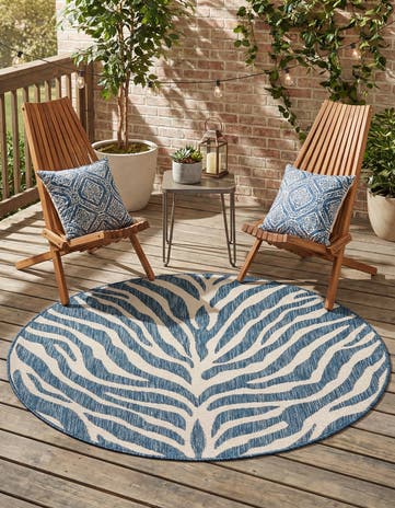 4' x 4' Easy-Clean Safari Indoor / Outdoor Round Rug