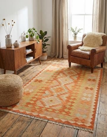3' 3 x 5' 2 Hand Woven Kilim Waziri Wool Rug