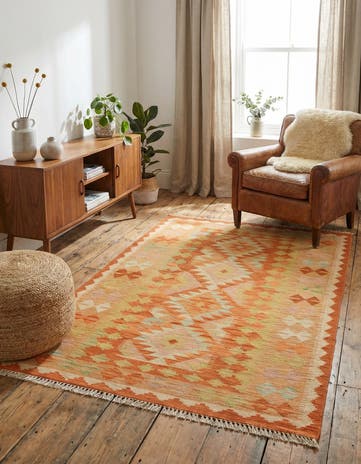 3' 3 x 5' 2 Hand Woven Kilim Waziri Wool Rug