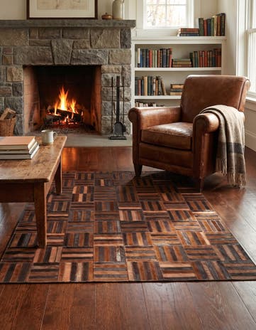 4' x 5' 6 Cowhide Leather Rug