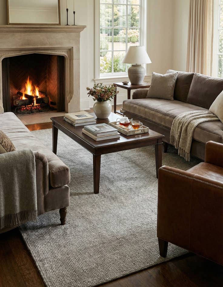 Detail image of 5' 1 x 7' 1  Hand Woven Jill Zarin English Manor Wool Rug