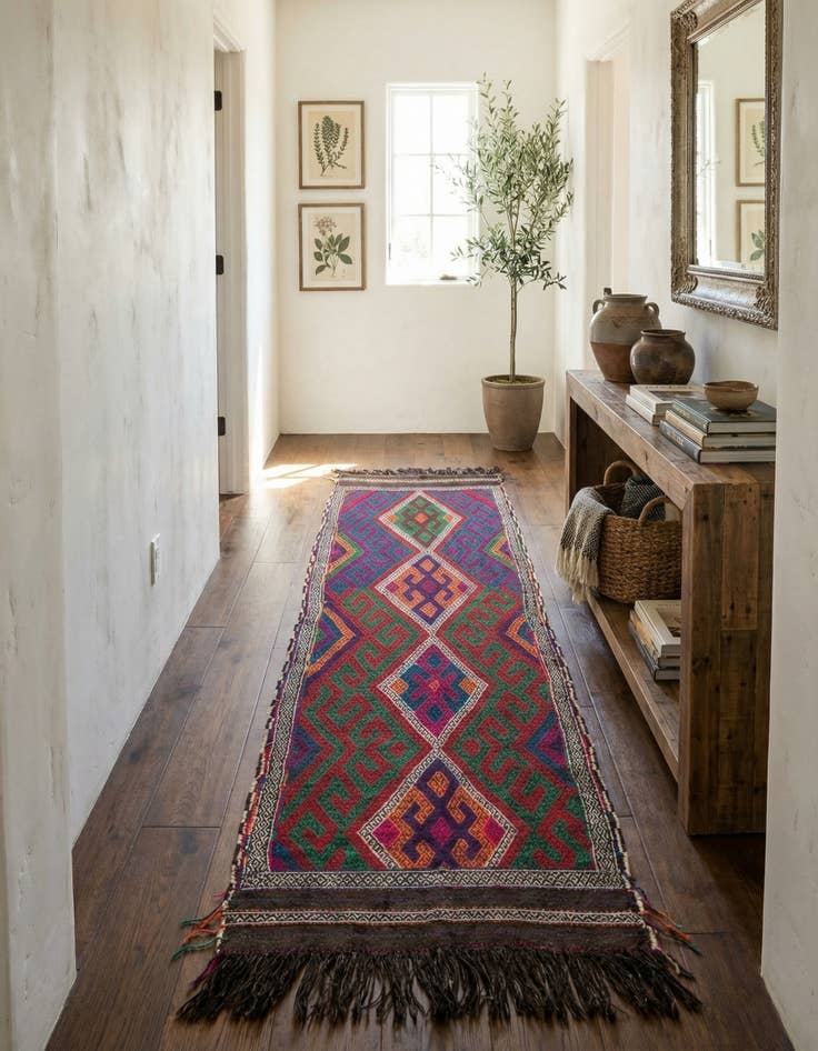 Detail image of 2' 3 x 7' 8  Hand Knotted Kilim Fars Persian Wool Runner Rug