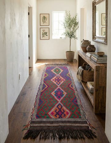 2' 3 x 7' 8 Hand Knotted Kilim Fars Persian Wool Runner Rug