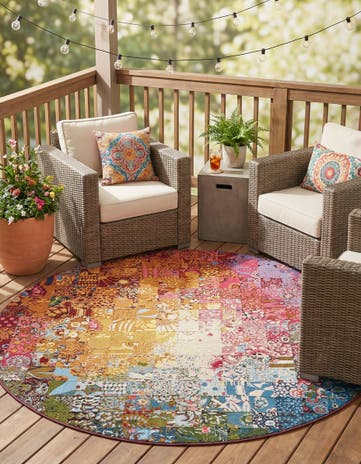 Easy-Clean Modern Indoor / Outdoor Round Rug