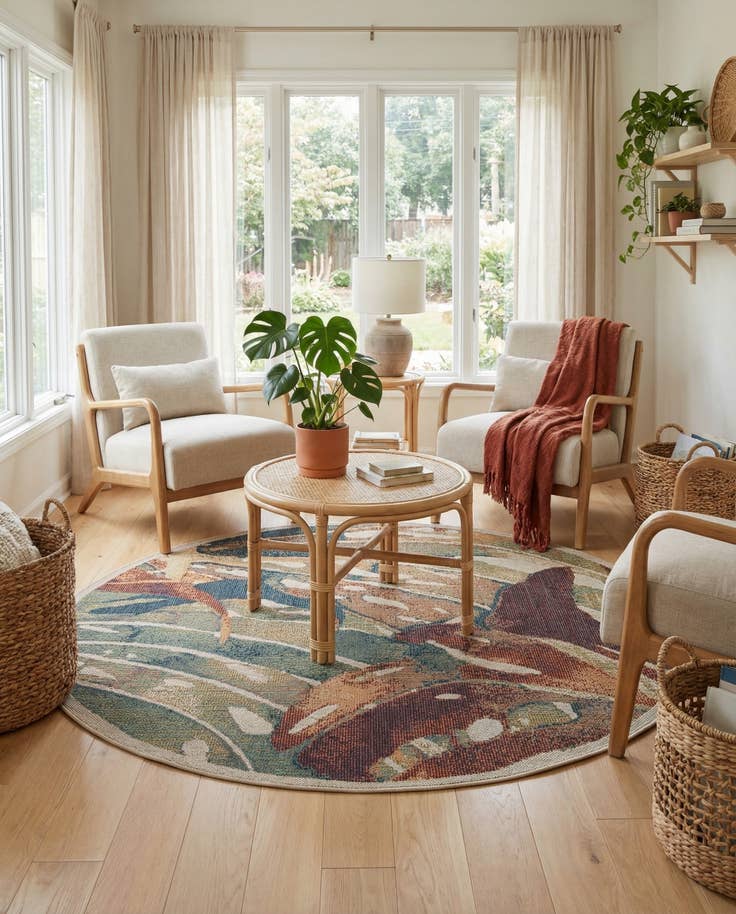 Detail image of 6' x 6' Easy-Clean Baja Indoor / Outdoor Round Rug