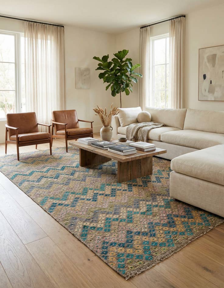 Detail image of 8' 7 x 11' 3  Hand Woven Kilim Modern Wool Rug